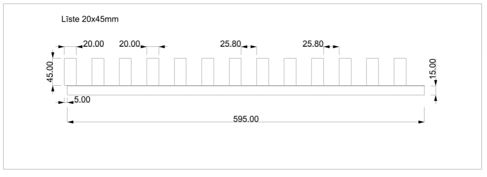 TopWood panel top1 dimensijas